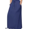 Women's Drawstring Maxi Skirt with Pockets High Waist A Line Long Skirts