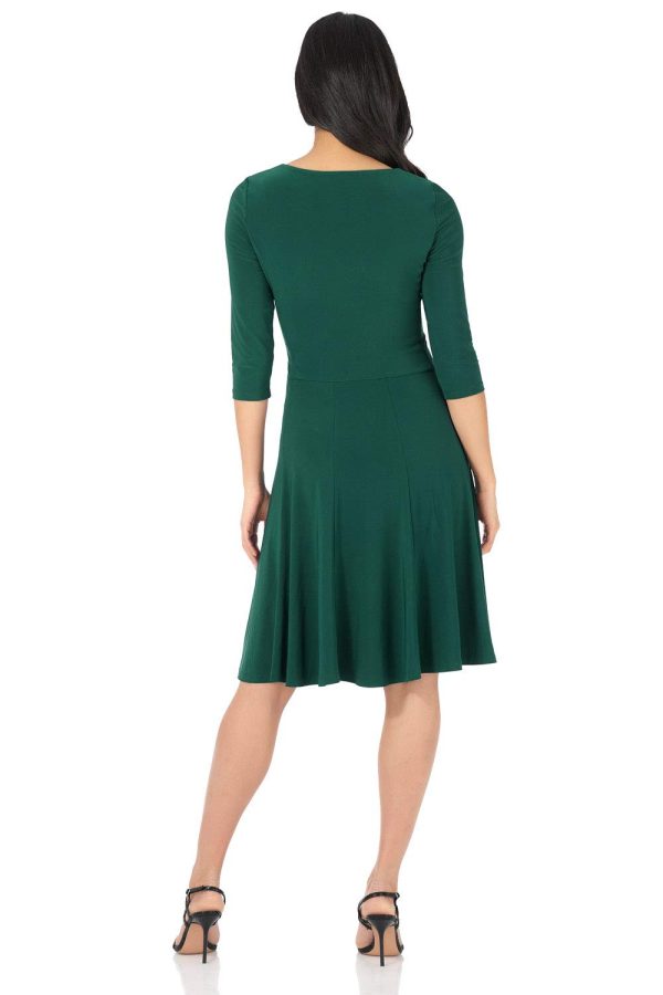 Women's Flippy Fit N' Flare Dress with 3/4 Sleeves