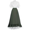 FCCAM Victorian Dress for Women Maxi Edwardian Ball Gown Medieval Costume Renaissance Dress