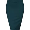 Women's Premium High Waist Nylon Ponte Stretch Office Pencil Skirt