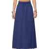 Women's Drawstring Maxi Skirt with Pockets High Waist A Line Long Skirts