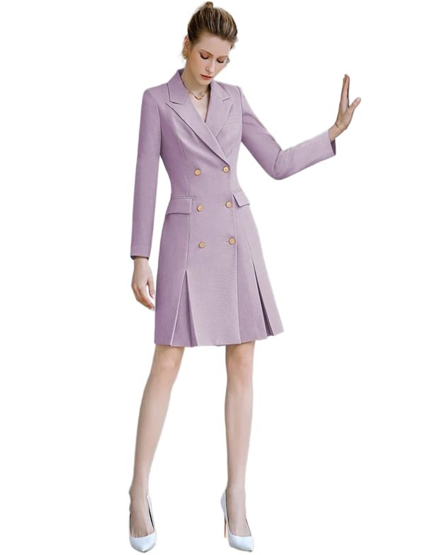 Women's Suit Blazer Peak Lapel Double Breasted Buttons Skirt Leisure Dinner Groom