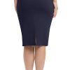 Women's High Waist Stretch Pencil Skirt Knee Length Bodycon with Back Slit for Business Casual