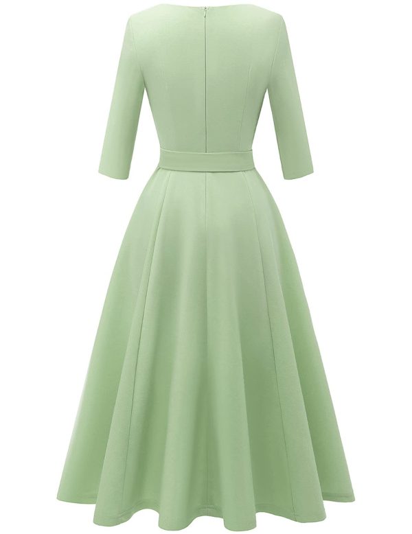 Cocktail Dresses for Women, Vintage Wedding Guest 3/4 Sleeves Formal Church Dress, Summer 2025