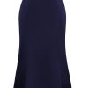 Women Midi Pencil Skirt Contrast Trim Stretch Long Bodycon Office Skirts for Women Trendy Mermaid Style
