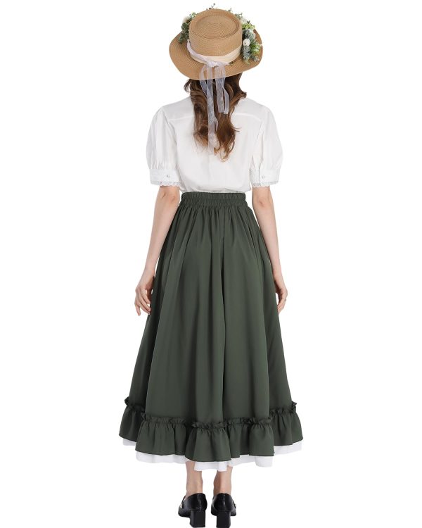 FCCAM Victorian Dress for Women Maxi Edwardian Ball Gown Medieval Costume Renaissance Dress