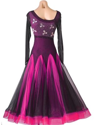 Diamond-Studded Large Swing Skirt New Modern Dance Dress Performance Competition Clothing National Standard Dance