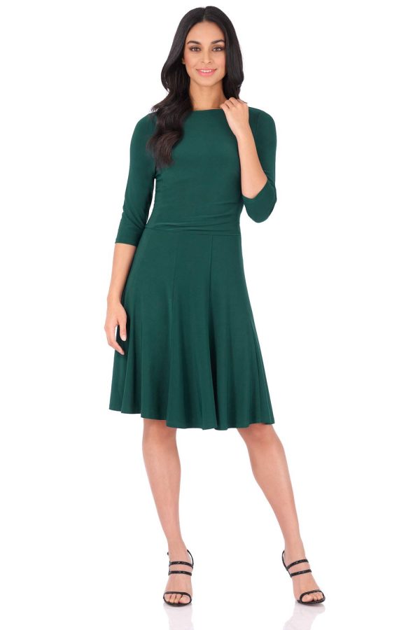 Women's Flippy Fit N' Flare Dress with 3/4 Sleeves