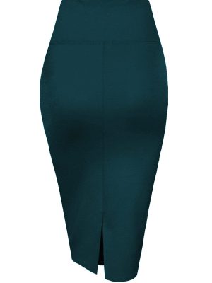 Women's Premium High Waist Nylon Ponte Stretch Office Pencil Skirt