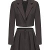 Women's Business Casual Blazer Suit Sets and Pleated Mini Skirt 2 Piece Outfits Trendy Long Sleeve Y2K Clothes 2025
