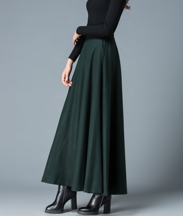 Women's Long Maxi Woolen A Line Skirt Autumn Winter Plaid Skirt