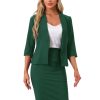 Business Skirt Suit Set for Women's 2 Piece Office Work Outfit Collarless Blazer Pencil Skirt