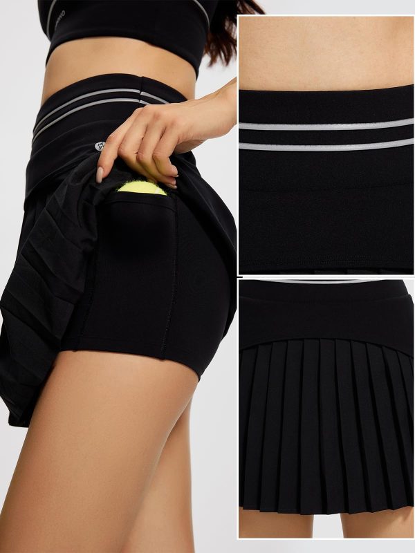 Womens Tennis Skirts with Pocket High Waisted Black Athletic Pleated Skort fir Golf Sport Workout Pickleball