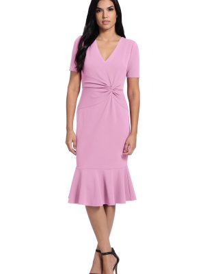 Women's V-Neck Polished Flounce Hem Twist Waist Detail Feminine Office Event Guest of