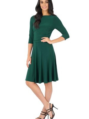 Women's Flippy Fit N' Flare Dress with 3/4 Sleeves