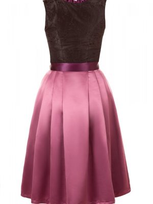 Bavarian Women's Midi Dirndl Dress 2-Pieces+Apron Black Purple