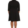 Women's Crepe Fit and Flare Midi with Waist Button Detail