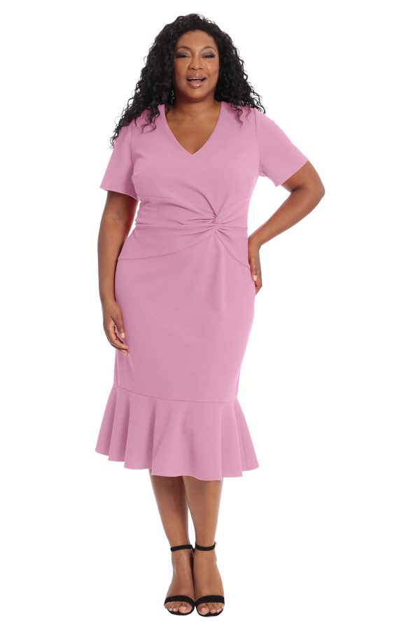 Women's V-Neck Polished Flounce Hem Twist Waist Detail Feminine Office Event Guest of