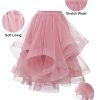 Tulle Skirts for Women, A Line Elastic Waist Tiered Layered Puffy Midi Long Party Tutu Skirt