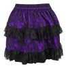 Women's Purple/Black Lace Ruched Bustle Mini Skirt