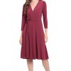 Women's Twist Bodice V-Neck Fit and Flare Dress