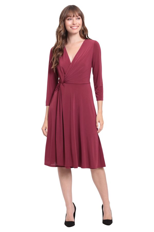Women's Twist Bodice V-Neck Fit and Flare Dress