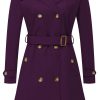 Women's Double Breasted Long Trench Coats Mid-Length Belted Overcoat Dress Jacket with Detachable Hood