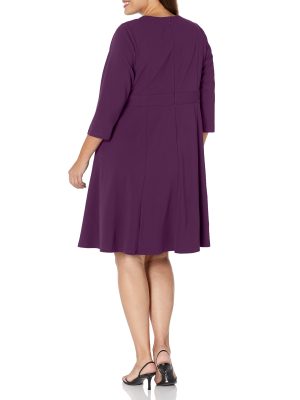 Women's Crepe Fit and Flare Midi with Waist Button Detail