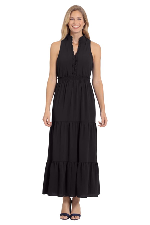 Women's Easy Feminine Versatile Smocked Waist Ruffle Neckline