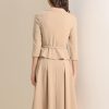 Business Skirt Suit Sets for Women's 2 Piece Outfits Office 3/4 Sleeve Blazer Jacket Pleated Skirts