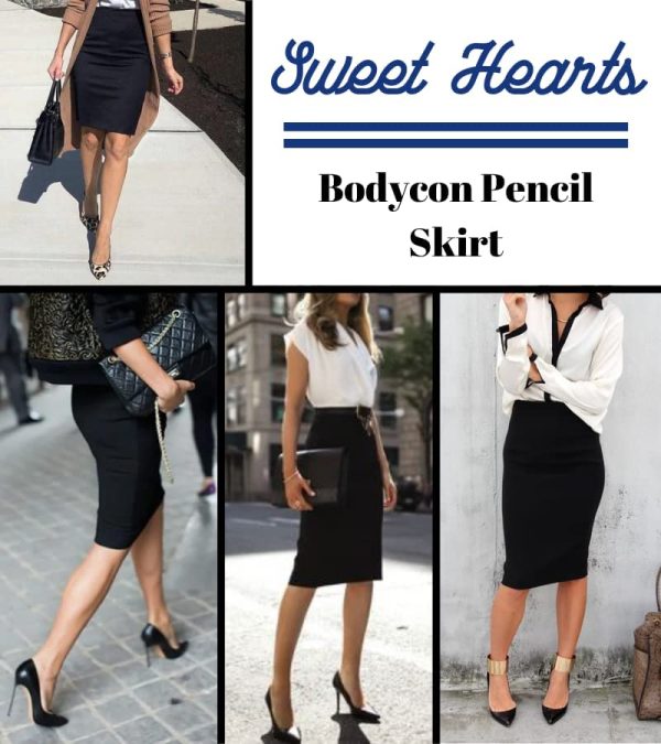 Pencil Skirt for Women- Regular & Plus Size- Below Knee Office Work Bodycon Midi Skirt Made in USA