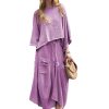 Women’S Cotton Linen Two-Piece Set O-Neck Pullover Belted Irregular Skirt Spring Outfit