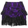 Women's Purple/Black Lace Ruched Bustle Mini Skirt