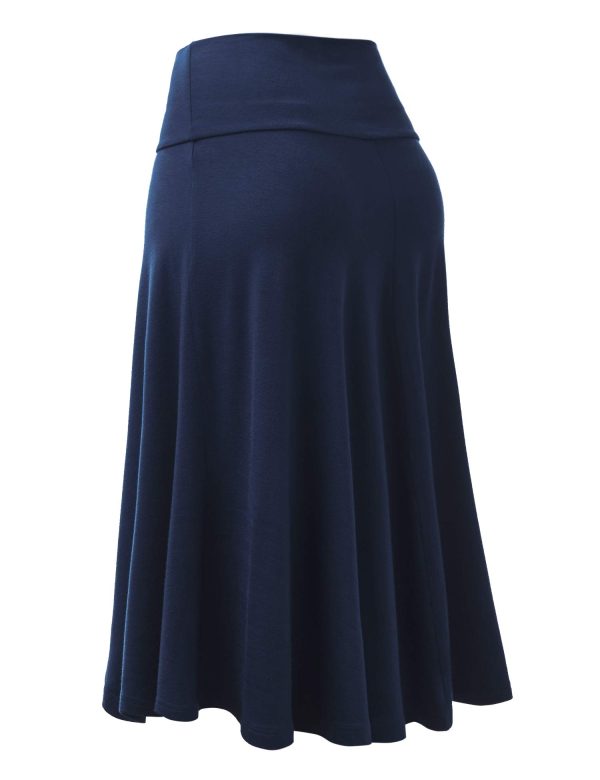 Women's Solid Ombre Lightweight Flare Midi Pull On Closure Skirt S-XXXL Plus Size