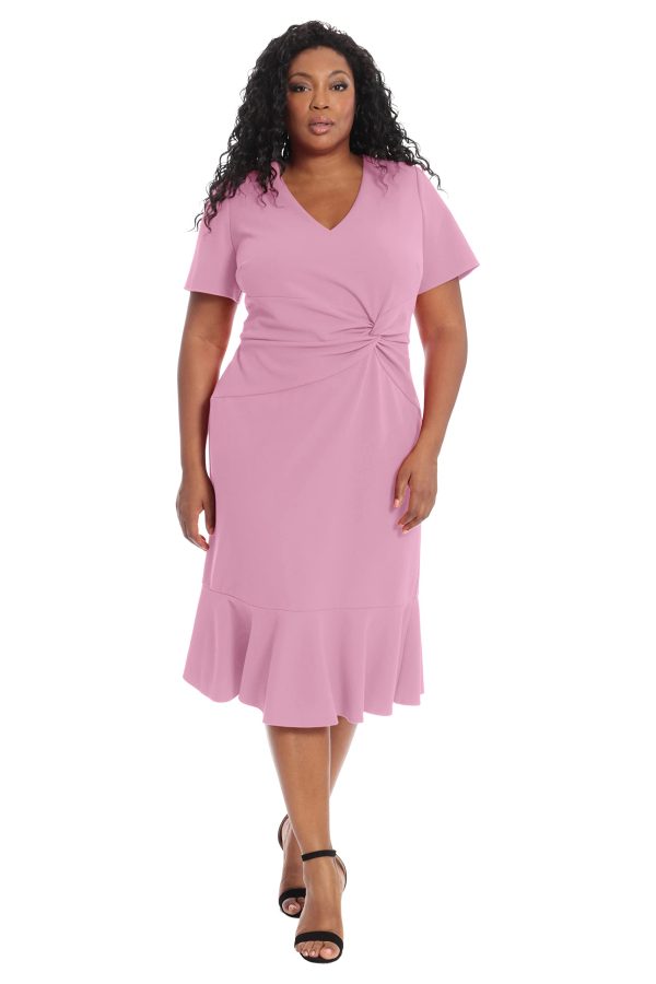 Women's V-Neck Polished Flounce Hem Twist Waist Detail Feminine Office Event Guest of