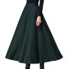 Women's Long Maxi Woolen A Line Skirt Autumn Winter Plaid Skirt