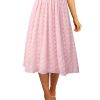 Women's Boho Swiss Dot High Elastic Waist Pleated A-Line Midi Skirt