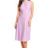 Women's Dresses Sleeveless Fit and Flare Dress with Pleat Tucks and Keyhole Detail at Neck