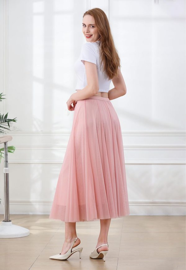 Women's Tutu Tulle A-Line Layered Mesh Midi Skirt, US XS - US 2XL