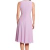 Women's Dresses Sleeveless Fit and Flare Dress with Pleat Tucks and Keyhole Detail at Neck