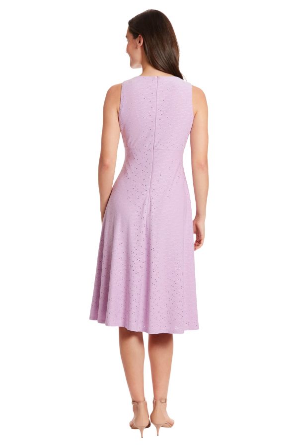 Women's Dresses Sleeveless Fit and Flare Dress with Pleat Tucks and Keyhole Detail at Neck
