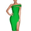 Women's One Shoulder Bandage Dresses for Women Wedding Guest Sexy Formal Midi Dress