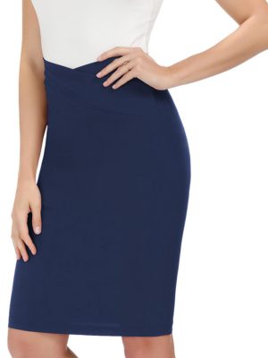 Skirts for Women High Waist Knee Length Stretch Bodycon Pencil Wedding Guest Work Skirt