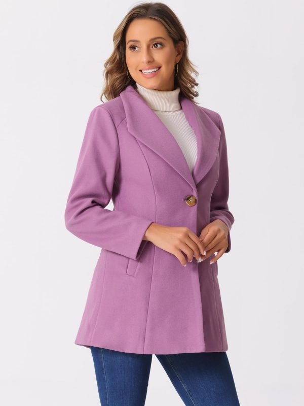 Women's Lapel Collar Buttoned Outwear Elegant Work Notch Trench Winter Coats