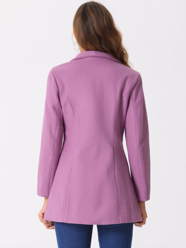 Women's Lapel Collar Buttoned Outwear Elegant Work Notch Trench Winter Coats