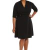Women's Crepe Fit and Flare Midi with Waist Button Detail