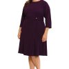 Women's Crepe Fit and Flare Midi with Waist Button Detail