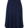 Women's Solid Ombre Lightweight Flare Midi Pull On Closure Skirt S-XXXL Plus Size