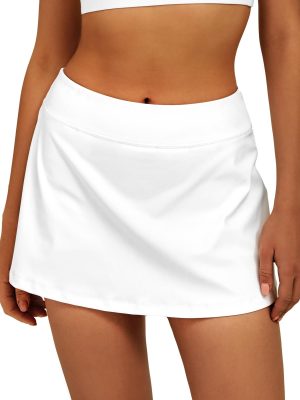 Women Tennis Skirt Golf Skorts Athletic High Waisted with Pockets Inner Shorts Sport Workout Pleated Pickleball
