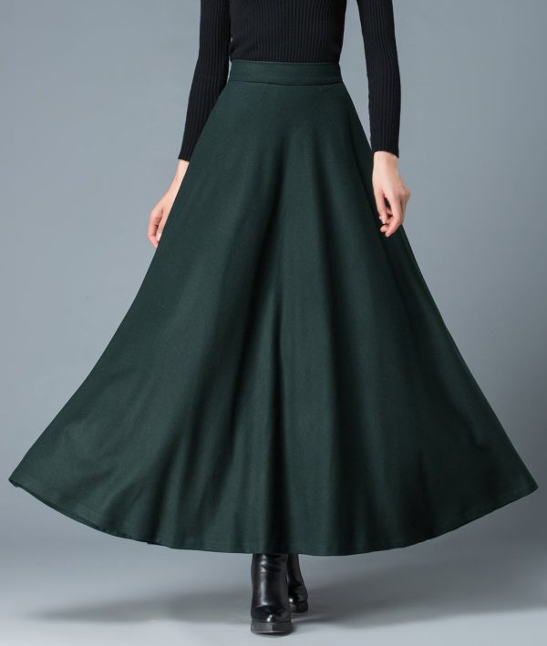Women's Long Maxi Woolen A Line Skirt Autumn Winter Plaid Skirt
